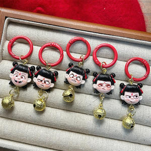 Porte-clés Nezha, pendentif anime amusant et attrayant, petit cadeau pour étudiant, enfant démon affrontant <span class=keywords><strong>la</strong></span> mer, souvenir à suspendre au sac - Product Image 2