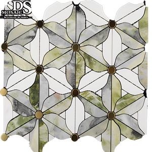 Mosaicos de piedra de flores, <span class=keywords><strong>azulejos</strong></span> victorianos contra salpicaduras de <span class=keywords><strong>cocina</strong></span> Waterjet, mosaico de mármol colorido, <span class=keywords><strong>azulejos</strong></span> verdes <span class=keywords><strong>españoles</strong></span> <span class=keywords><strong>para</strong></span> pared de suelo - Product Image 1