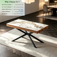 Table à manger en céramique OKAY, pieds croisés, luxe familial, motif hôtel, restaurant, nouvelle arrivée, style moderne minimaliste, tables à manger en MDF