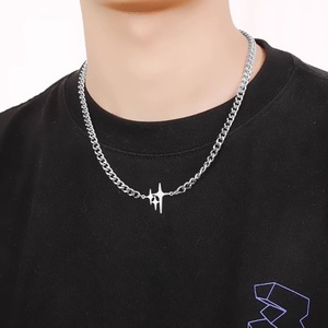 Collana da uomo in lega <span class=keywords><strong>con</strong></span> ciondolo a croce stile hip-hop, gioielli da uomo alla moda per tutti i giorni - Product Image 1