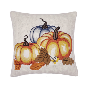 Fodera per Cuscino Quadrata Ricamata con Zucca Autunnale Personalizzata per il Ringraziamento - Product Image 1