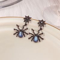 Dark Goth Punk Asymétrique Noir Rock Lune Pierre Grande Araignée Pendentif Boucle D'oreille Steampunk Boucles D'oreilles Halloween Costume Accessoires