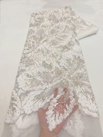 NI.AI Dentelle en velours de luxe de haute qualité avec broderie florale, perles et sequins pour matériaux de robes de mariée