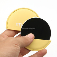 Miroir compact vide en cuir, unique, vierge, avec logo imprimé en soie par sublimation