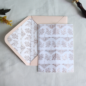 De lujo de oro translúcido vitela papel de regalo de papel de hoja de oro letras tarjeta de invitación de boda con sobre y sello de cera - Product Image 6