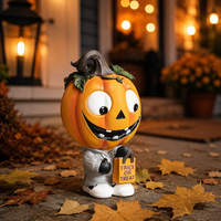 Statues en résine - Sculpture de citrouille d'Halloween de 20,87 pouces, décoration de porte de maison hantée en forme de citrouille