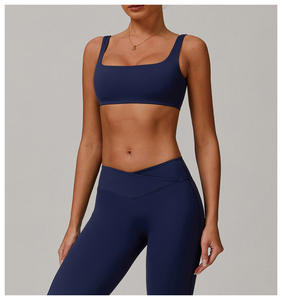 Ensemble soutien-gorge de sport pour femme à séchage rapide, respirant, col carré, dos croisé, compression légère et extensible, idéal pour la gym, le fitness, la course et le yoga - Product Image 6