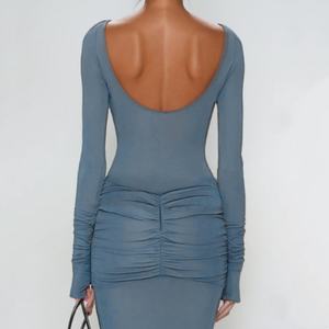 เดรสยาวทรงเข้ารูป แขนยาว แต่งโบว์ ด้านหลังรัดรูป ทรงเมอร์เมด - Product Image 2