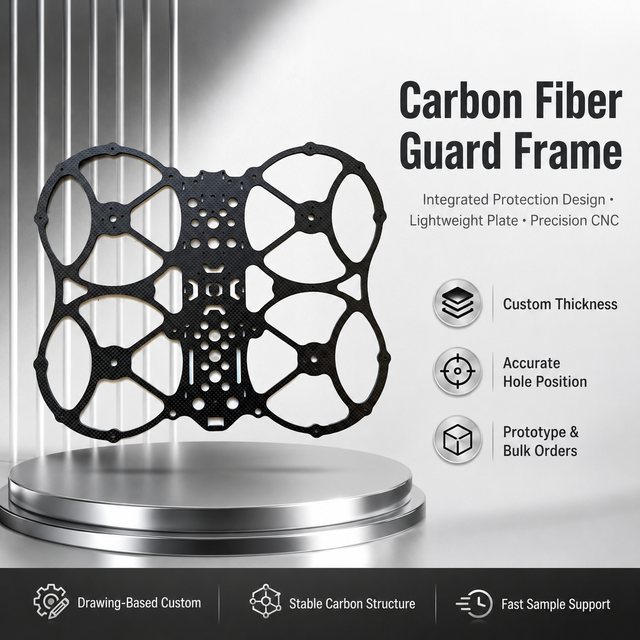 Custom Carbon Fiber Propeller Guard Frame CNC Cut Integrated Protection Plate for FPV UAV Micro Quadcopter OEM Kits