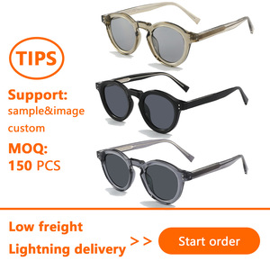 Lunettes de soleil unisexes tendance avec logo personnalisé, monture ronde TR, verres plats anti-lumière bleue UV400, idéales pour les vacances et les influenceurs - Product Image 2