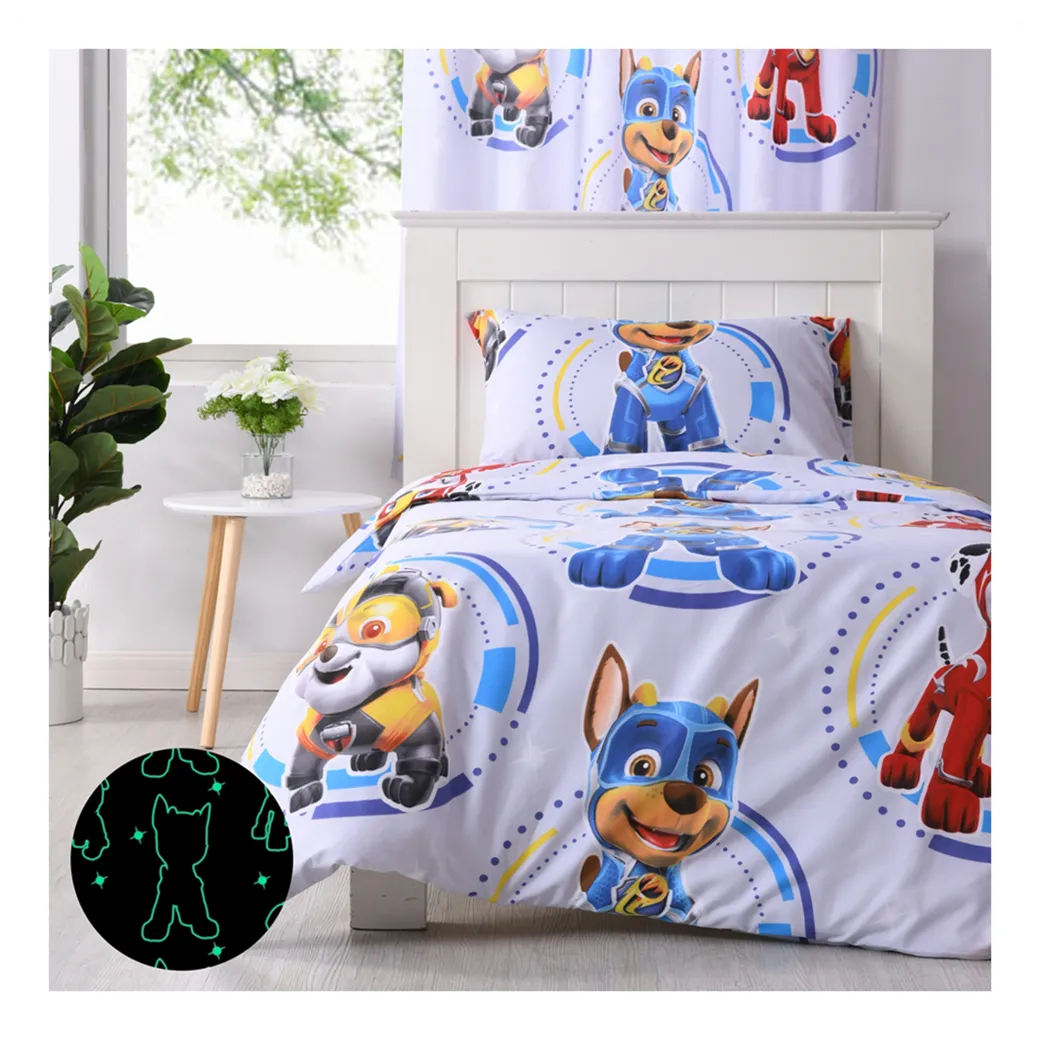 Conjunto de capa de duvet infantil, poliéster, de microfibra, estampado, brilha no escuro, capas de duvet