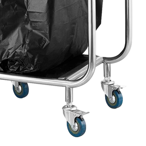 <span class=keywords><strong>Chariot</strong></span> de ramassage des <span class=keywords><strong>d</strong></span>échets en acier inoxydable avec pédale, support pour sacs poubelles et roues, pour le <span class=keywords><strong>nettoyage</strong></span> commercial - Product Image 6