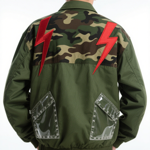 Veste décontractée pour <span class=keywords><strong>homme</strong></span> vert foncé, motif graphique élégant, poche, vêtement d'extérieur, streetwear urbain, coupe-vent utilitaire léger - Product Image 2