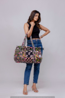 Sac de sport en coton de Style bohème fait à la main pour femmes confortable poignée en tissu fermeture éclair chaînes décoration fourre-tout de voyage à la mode