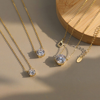 Mlluki SMON05 Bijoux fins pour femmes, collier pendentif solitaire classique en argent sterling 925 avec diamant Moissanite VVS 1ct 2ct 3ct 4ct