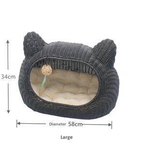 Cama para gatos tejida a mano Multicolor, nido alto para mascotas, cama Universal de ratán lavable para las cuatro estaciones, gatos, perros, mimbre de animales sólidos - Product Image 3