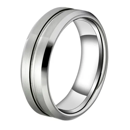 Bague de mariage en carbure de tungstène 6mm bijoux pour hommes en argent brossé taille 6 à taille 14