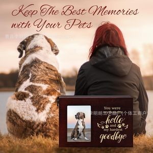 Wooden Pet <b>Urn</b> With Photo Frame For <b>Cats</b> And Dogs Memorial Box Customizable Flip Opening - Product Image 2