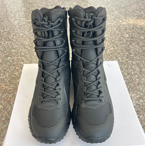 Bottes tactiques de combat montantes noires Df DF203 pour hommes avec fermeture éclair latérale, en tissu Ripstop respirant, semelle en caoutchouc antidérapante, pour l'extérieur toutes saisons - Product Image 3