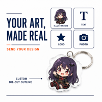 Porte-clés en acrylique personnalisé Anime, impression UV couleur, chaîne serpent en acrylique 3mm, forme et taille personnalisées, vente en gros OEM