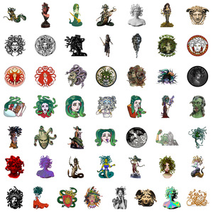 50PCS <span class=keywords><strong>Diosa</strong></span> griega antigua Serpientes salvajes Cabello Grecia Sexy Belleza Medusa Pegatina - Product Image 3