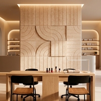 Panneau acoustique en laine de bois moderne, design biophilique, écologique, recyclable, pour la réduction du bruit et la décoration murale des boutiques thématiques