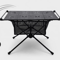 Plateau de table pliable en alliage d'aluminium, table pliante avec panier de rangement en maille, table pliante en alliage d'aluminium, table de camping