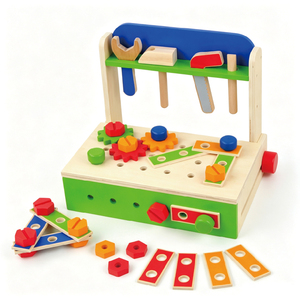 Banc de travail en <span class=keywords><strong>bois</strong></span> pour enfants, jouet d'imitation pour réparer les jouets, avec écrous et engrenages à démonter - Product Image 2