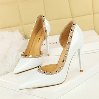 Gros bout pointu femmes grand arbre pompes sans lacet dames soirée chaussures à talons aiguilles