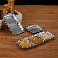 YolecenVintage – Plat de service carré rétro en acier inoxydable 304 pour sauce barbecue, plat à sauce, petit plat coréen, vaisselle