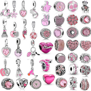 Nuove Perline a Cuore Rosa all'Ingrosso per Creazione di Gioielli, Perline e Charm a Tema Amore per Bracciali, Accessori per Bracciali in Lega Metallica - Product Image 1