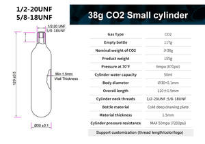 ตลับ <span class=keywords><strong>CO2</strong></span> 50cc แรงดันสูง38กรัม50cc cartouche สำหรับ gelet equitation - Product Image 2
