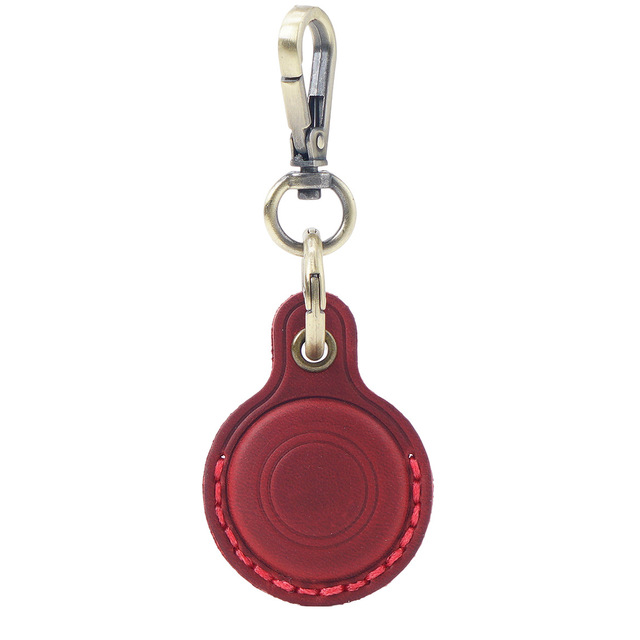 Fashionable New Design Cowhide Leather Air Tag Protective Cover Anti-Loss Keychain with Location Tracker Key Holder Pouch