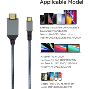 Câble adaptateur Type-C vers <span class=keywords><strong>HDMI</strong></span> 4K haute définition pour téléphones mobiles, ordinateurs, projecteurs et projection d'écran, plaqué or - Product Image 3