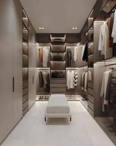 Armario de madera maciza de estilo europeo, diseño minimalista moderno, almacenamiento de gran espacio, guardarropa abierto, puerta de cristal, tocador de dormitorio - Product Image 6