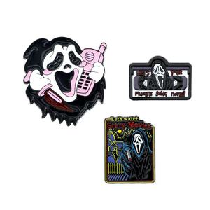 Broches Masónicos de Huesos Fantasma, Venta al por Mayor de Fábrica China, Aleación de Zinc, Esmalte Artesanal, Negro y Blanco, Navidad, Año Nuevo, Día Nacional - Product Image 4