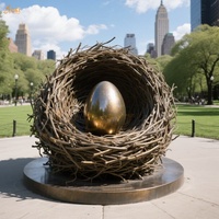Benutzer definierte Stadtpark große moderne abstrakte Statue Riesen vogelnest Cracked Gold dekorative Ei Messing Skulptur für Outdoor-Dekor