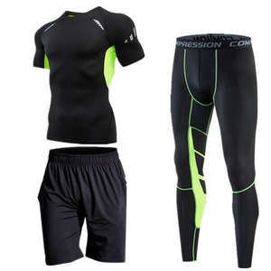 Ensemble de course personnalisé pour femmes en gros - Haut de compression extensible à séchage rapide et leggings 3 pièces pour l'entraînement en salle, le football, le basketball OEM - Product Image 1