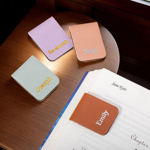 Engraved Magnetic PU Leather Bookmark Clips for Book Lovers