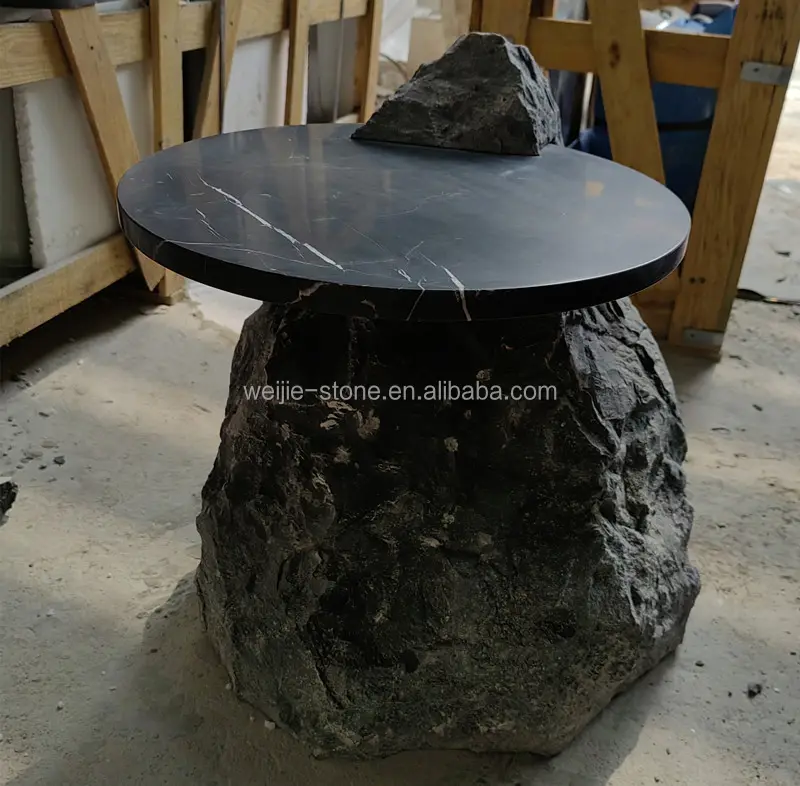 Nordic design home decor furniture black marble solid marble side table for Garden coffee table