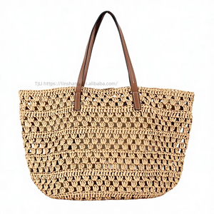 New Large Capacity Handmade Woven Zipper Two Daily Leisure Commuting Seaside Vacation Simple <b>Square</b> High-end Women's Tanjing - Product Image 1