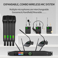 Sistema de Micrófono Lavalier Inalámbrico UHF de 4 Canales, Micrófono Portátil para Instructor de Fitness, Enseñanza, Alcance de 50m con Señal Estable