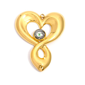 Colgante de Gato y Elefante de Dibujos Animados, Acero Inoxidable, Chapado en Oro de 18k, Incrustaciones de Ojo Turco, Accesorios de Joyería DIY, Regalo Unisex - Product Image 2