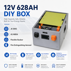 Batería VOLOND 12V 628Ah 7kWh, Kit de Caja Apilable para Sistemas Solares/RV, BMS de 300A, Barra Colectora Flexible de Acero, 4 Celdas - Product Image 1