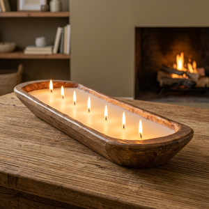 Grand Porte-Bougie Rustique en Bois de Mangue Fait Main, Centre de Table en Bois pour Décoration de Fête à Prix Abordable - Product Image 1