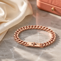 Bracelets en or rose plaqué or, à maillons cubains, avec fermoir rotatif lisse, pour femmes, cadeaux