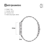 Montre pour homme de haute qualité en acier inoxydable 40 mm avec design 3D OEM, affichage analogique, mouvement Miyota NH35, style charmant, 3 ATM