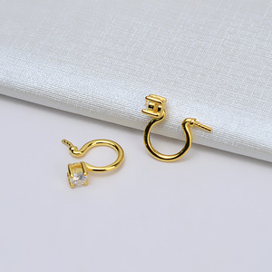 Boucles d'oreilles pour femme en argent S925, style simple, petit crochet d'oreille, personnalisées, avec 5-6 perles en cage, accessoires de bricolage, support vide de 3 mm - Product Image 4