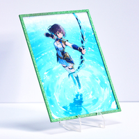 Support d'affichage religieux en plastique acrylique, fenêtre couleur carte, base en porcelaine, bord vert fluide, Shikishi, autographe de célébrité, durable