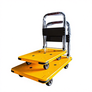 รถเข็นขนของแบบพับได้ รถเข็นแพลตฟอร์ม รถเข็นเหล็กสีเงิน-น้ำเงิน รถเข็นสแตนเลสสำหรับขนย้าย - Product Image 3